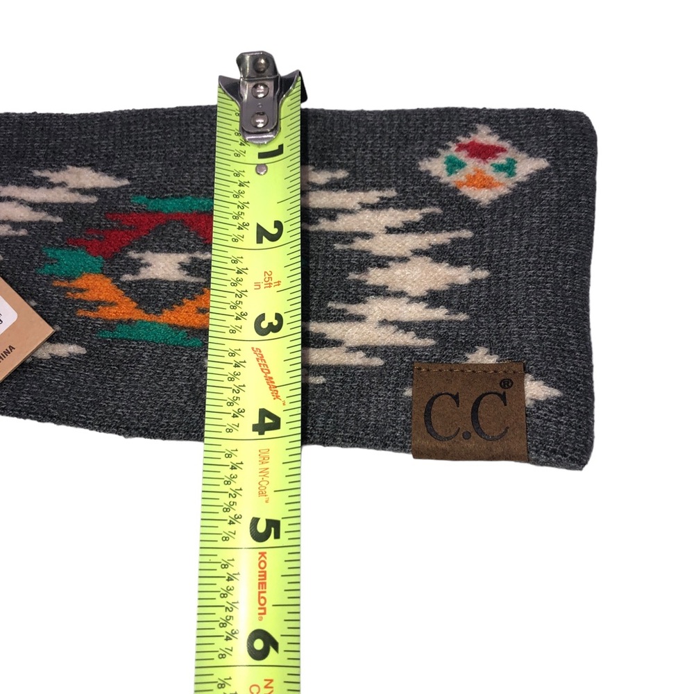 C.C Aztec Print Winter DARK Grey Headbands HeadWrap - Picture 15 of 15